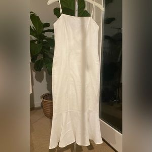 Staud White Linen Dress. Midi Size. Beautiful